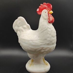 White and Red Rooster Figurine
